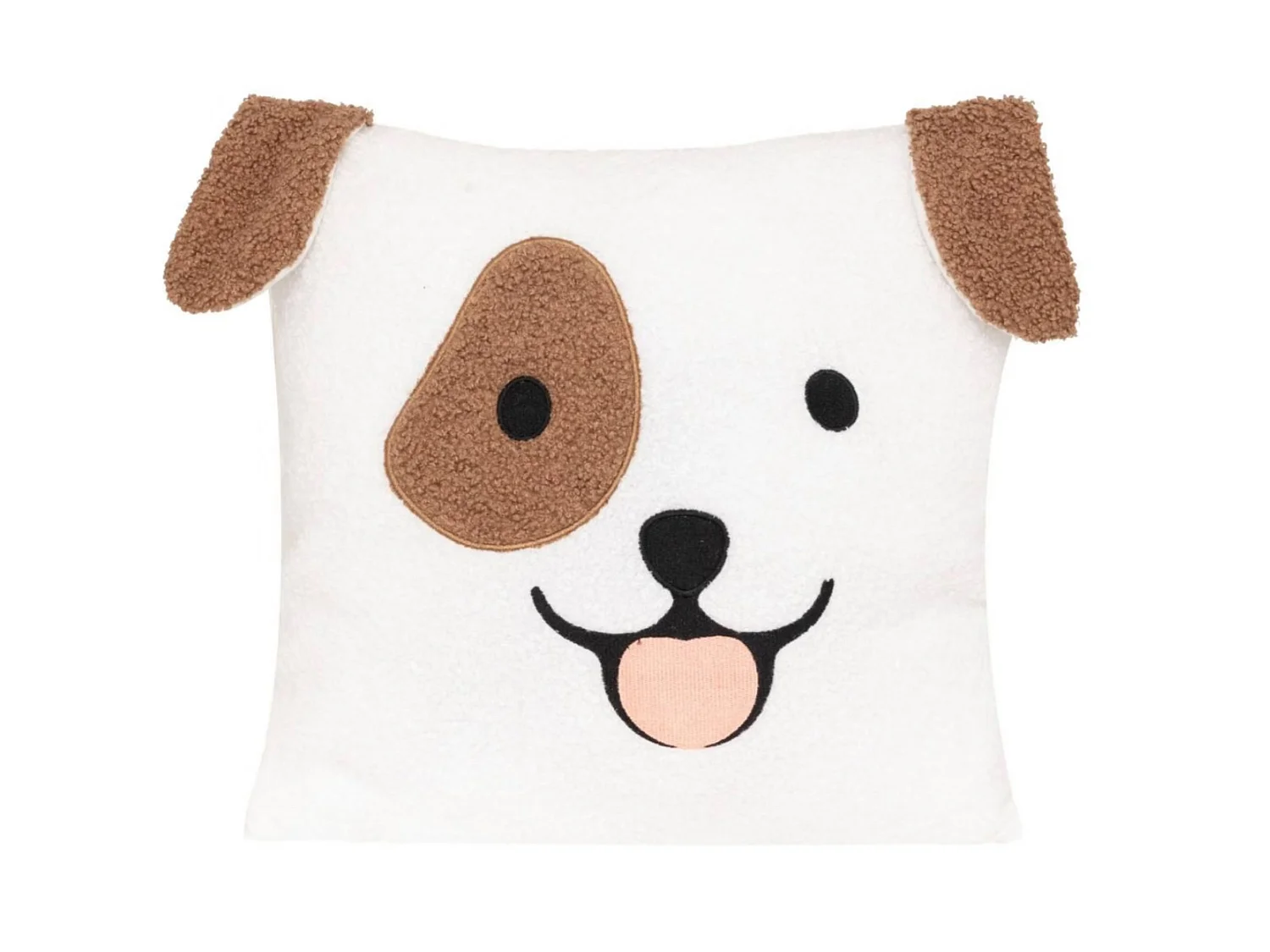 Coussin Bouclette Chien "Scott" 40x40cm Blanc
