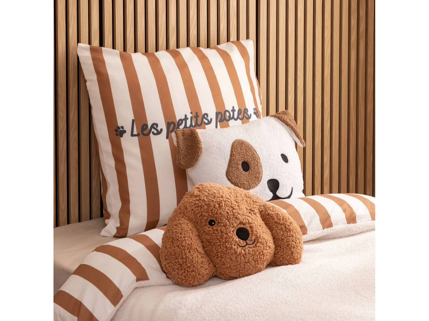 Coussin Bouclette Chien "Scott" 40x40cm Blanc