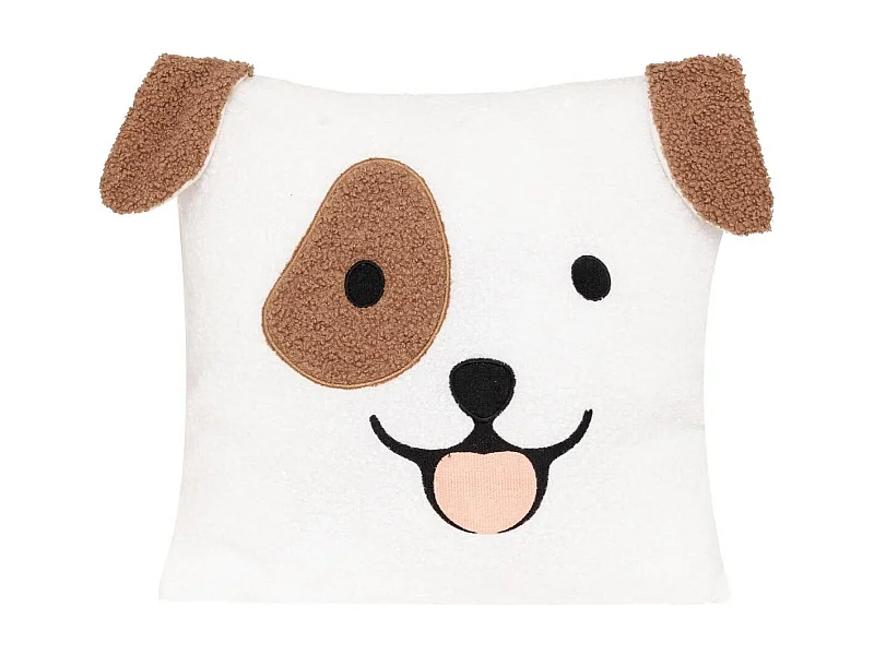 Coussin Bouclette Chien "Scott" 40x40cm Blanc