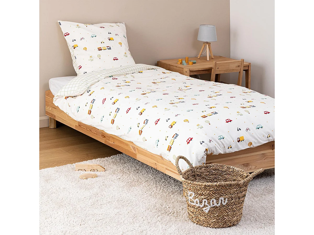 Parure de Lit 2 Pièces "Voitures" 140x200cm Multicolore