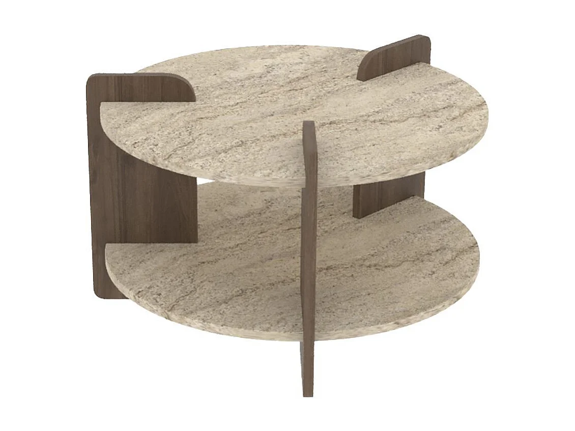 Table basse en bois "Oalla" 70 x 70 x 45 cm - Travertin