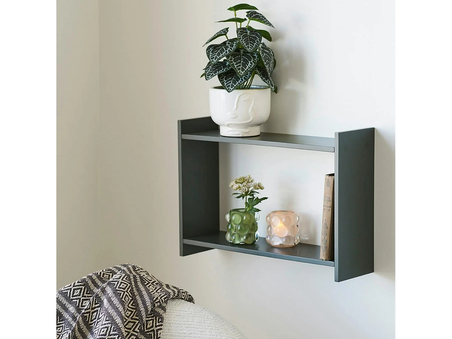 Photophore en verre à gros pois (1 vert, 1 beige)