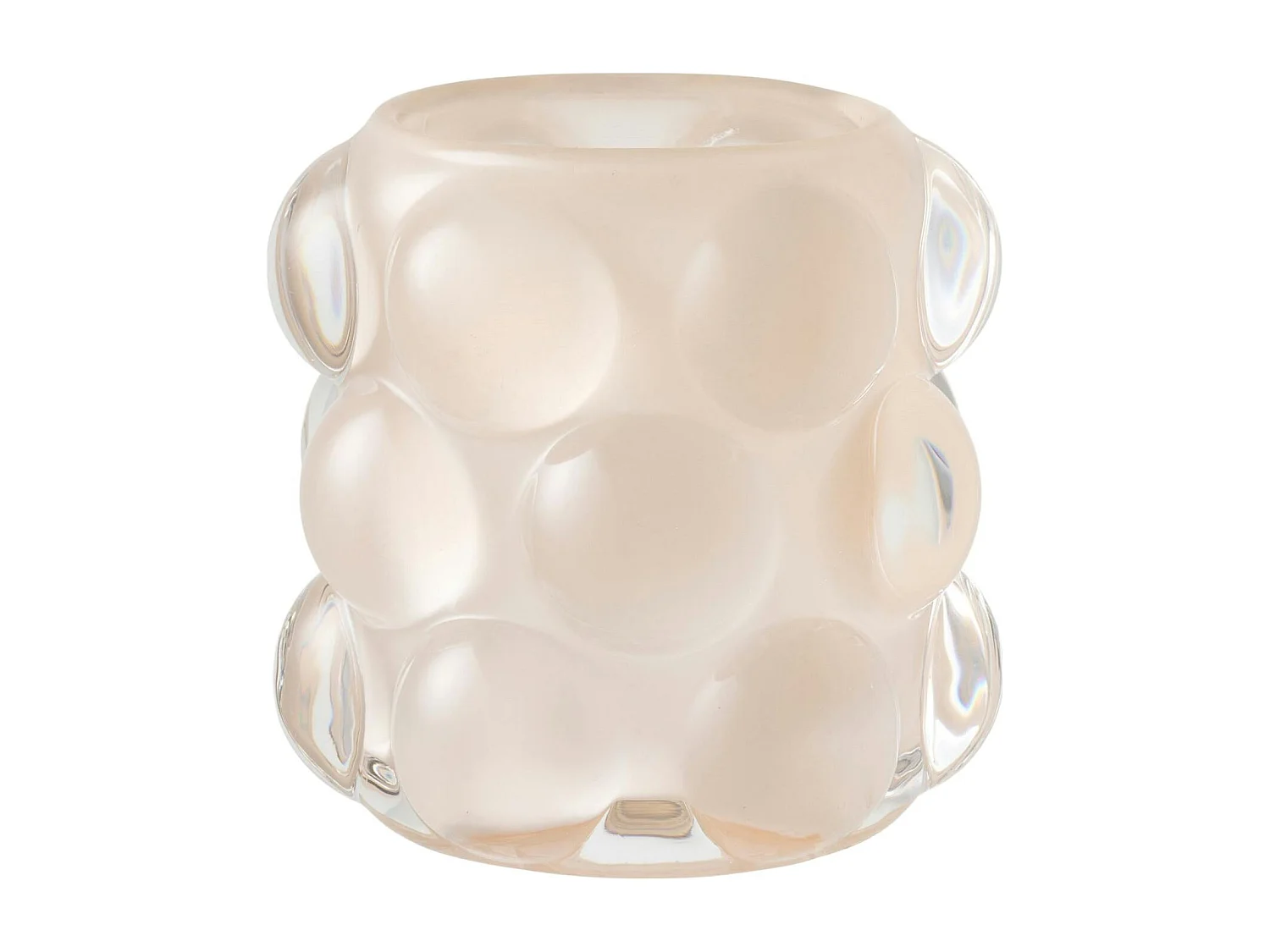 Photophore en verre à gros pois (1 vert, 1 beige)