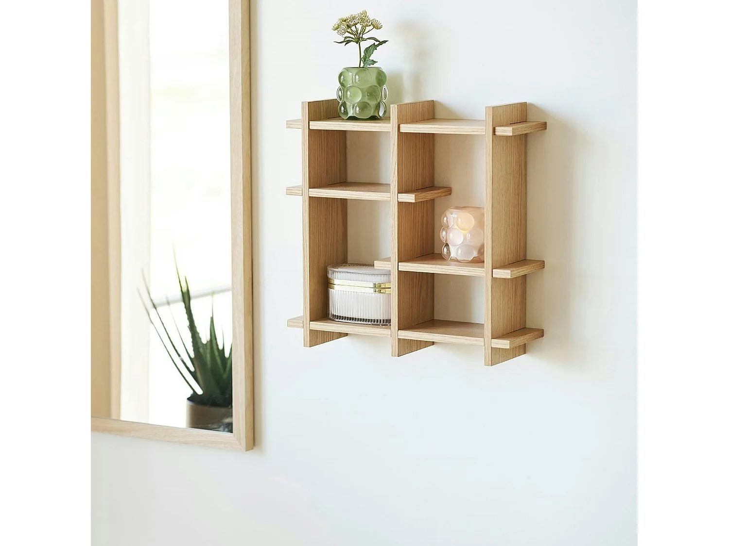 Photophore en verre à gros pois (1 vert, 1 beige)