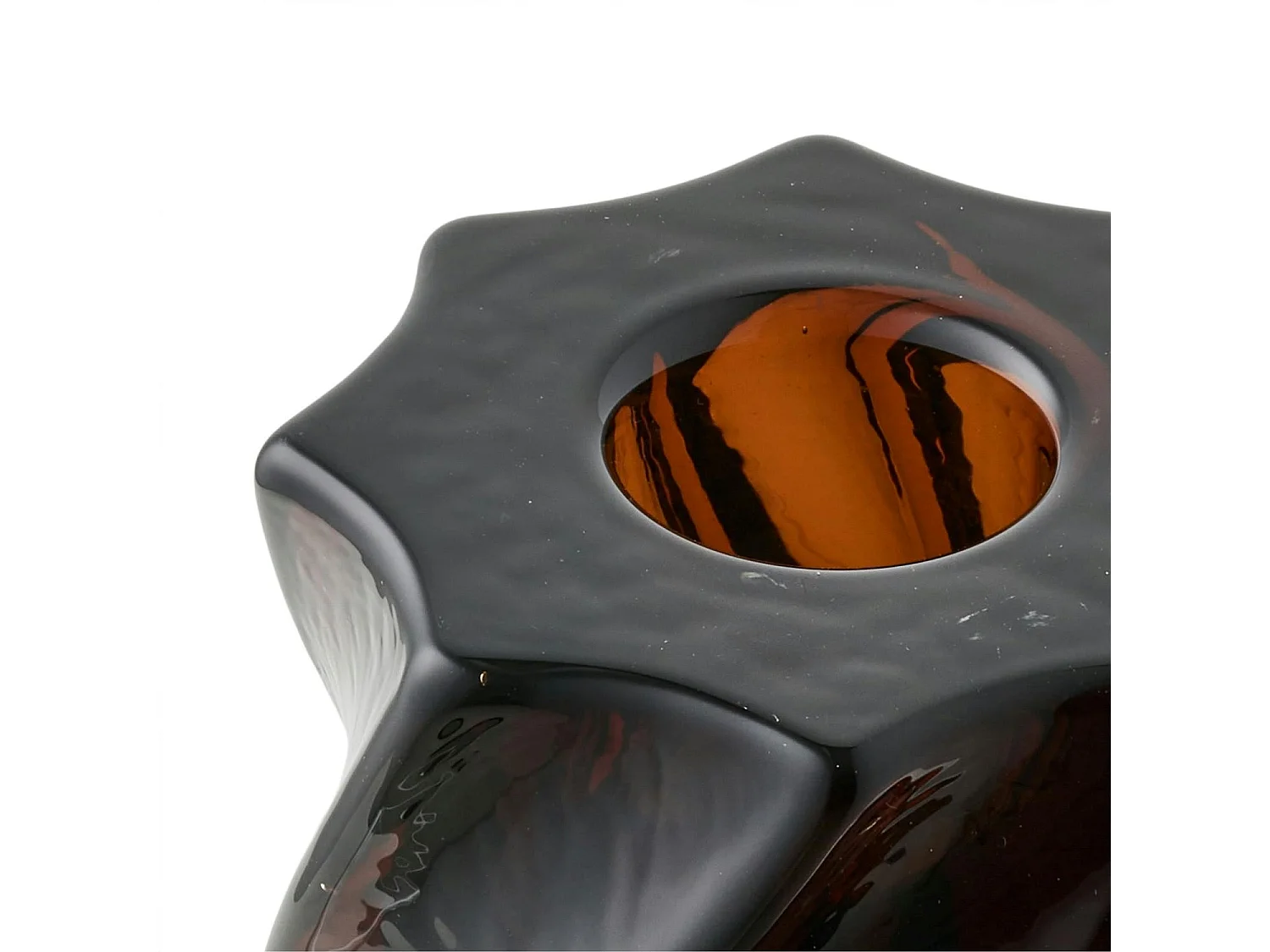 Bougeoir en verre brun strié (lot de 2)