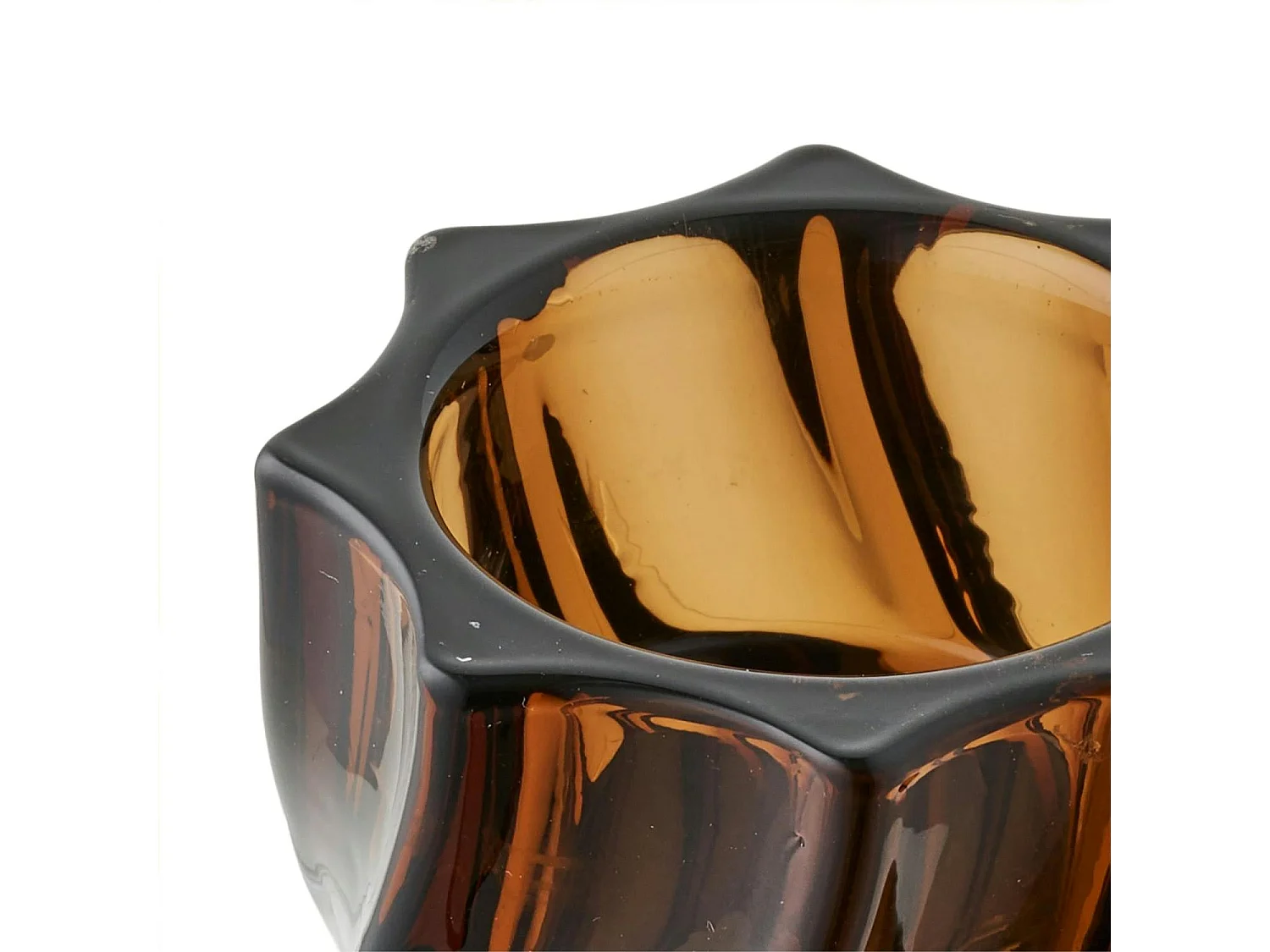 Bougeoir en verre brun strié (lot de 2)