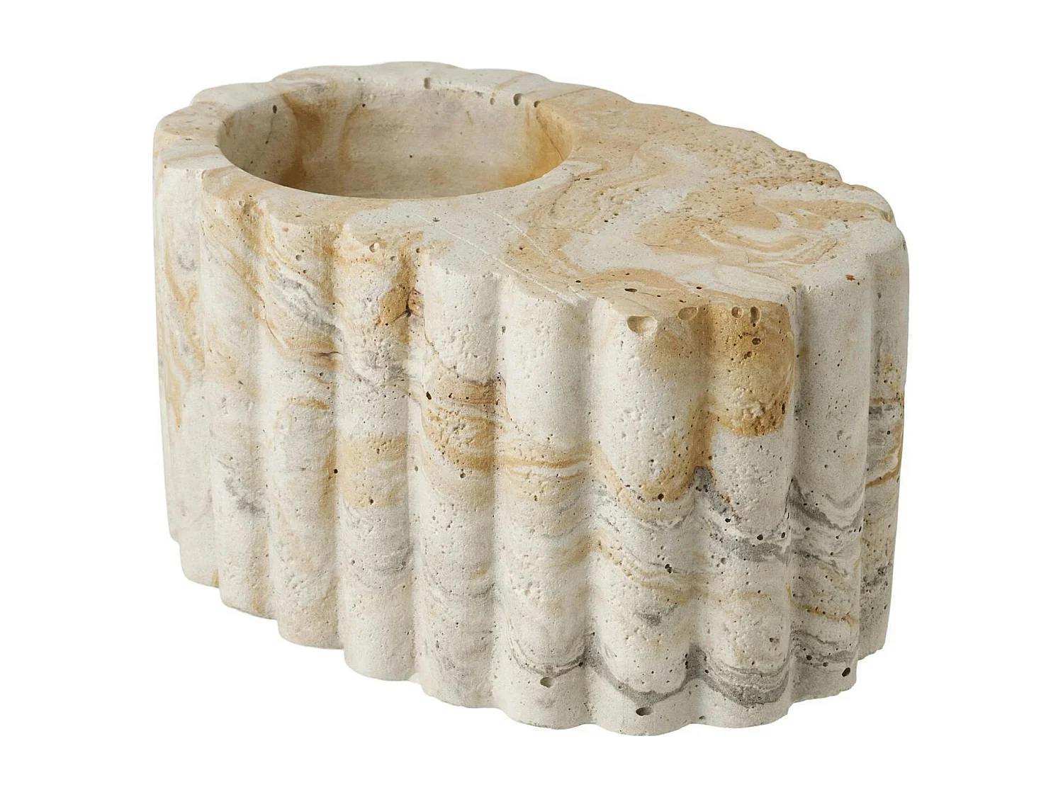 Photophore moderne en ciment tons chauds