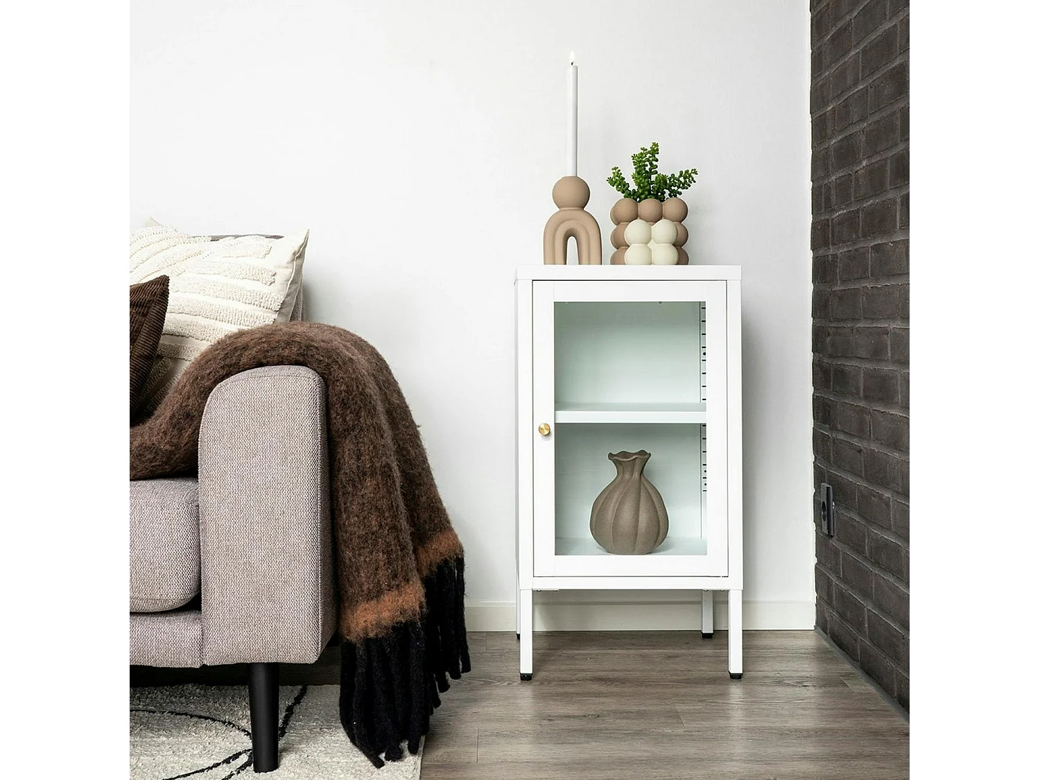 Bougeoir design arche en céramique marron