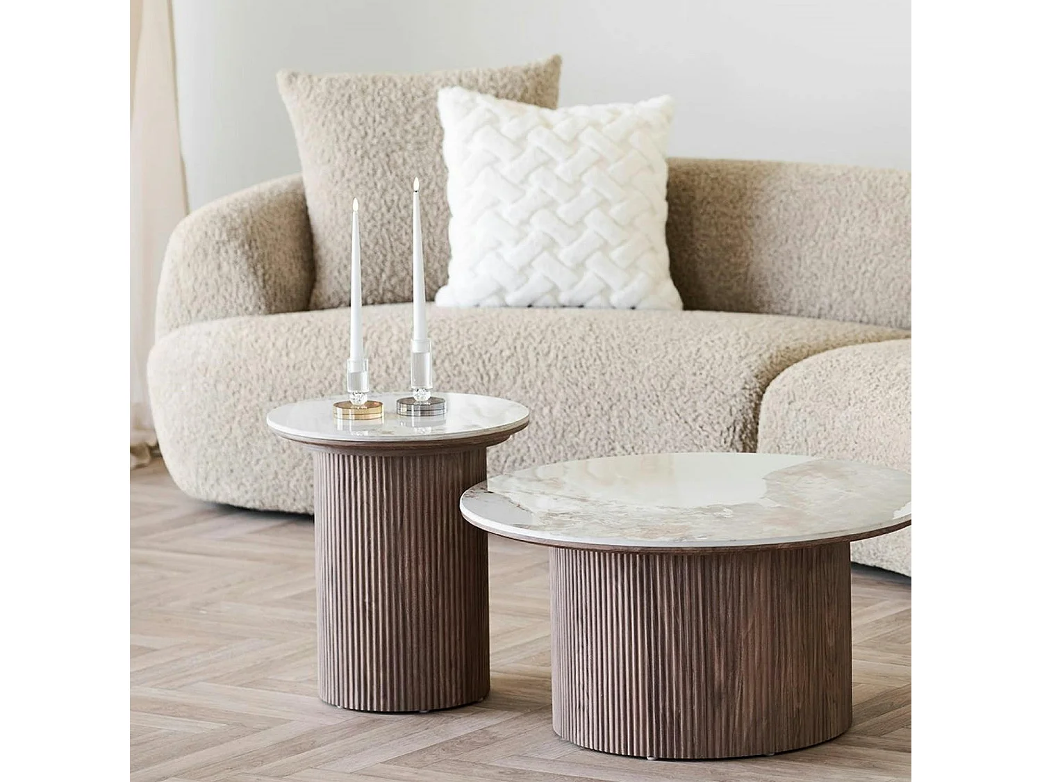 Bougeoir décoratif en verre (1 gris, 1 ambre)