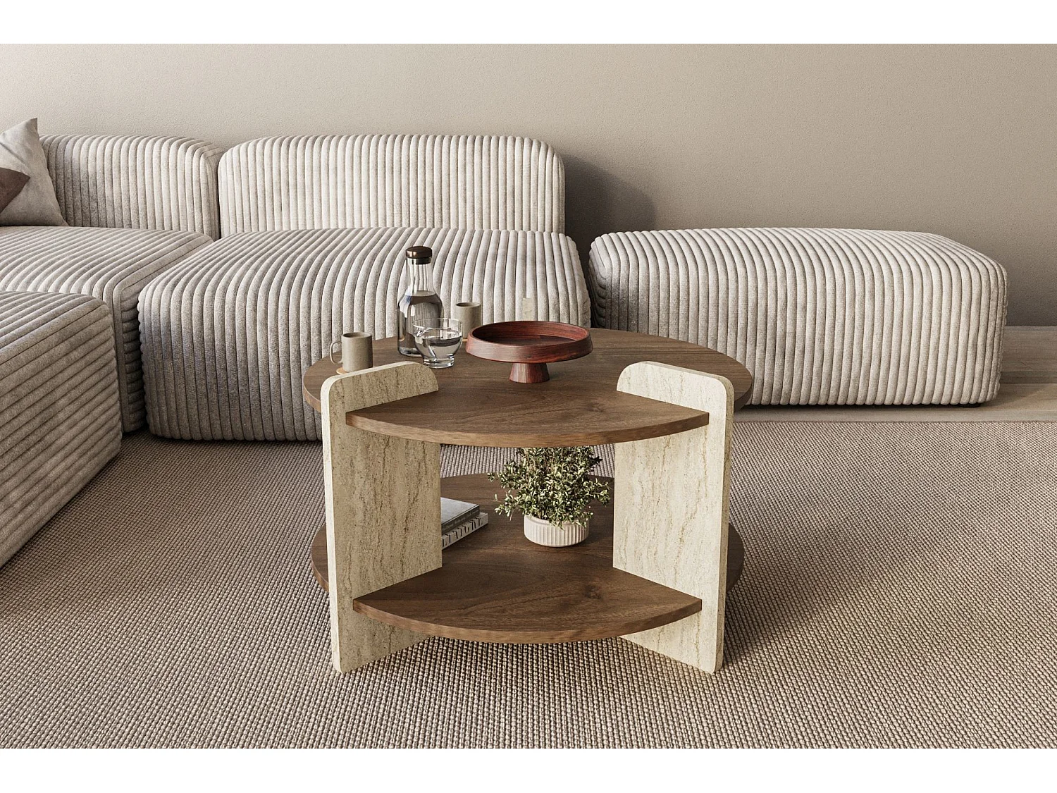 Table basse en bois "Oalla" 70 x 70 x 45 cm - Noyer