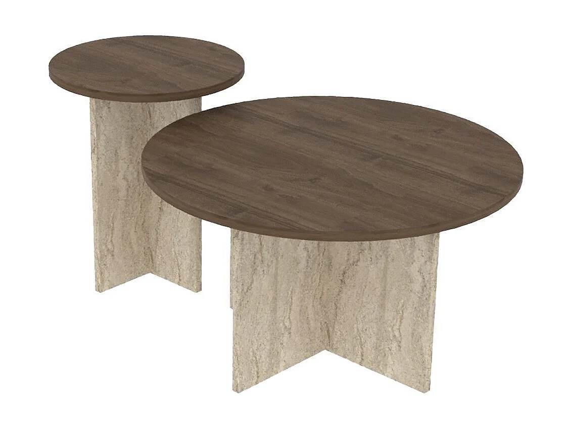 Ensemble de table basse en bois "Private" 70 x 70 x 40 cm - Noyer
