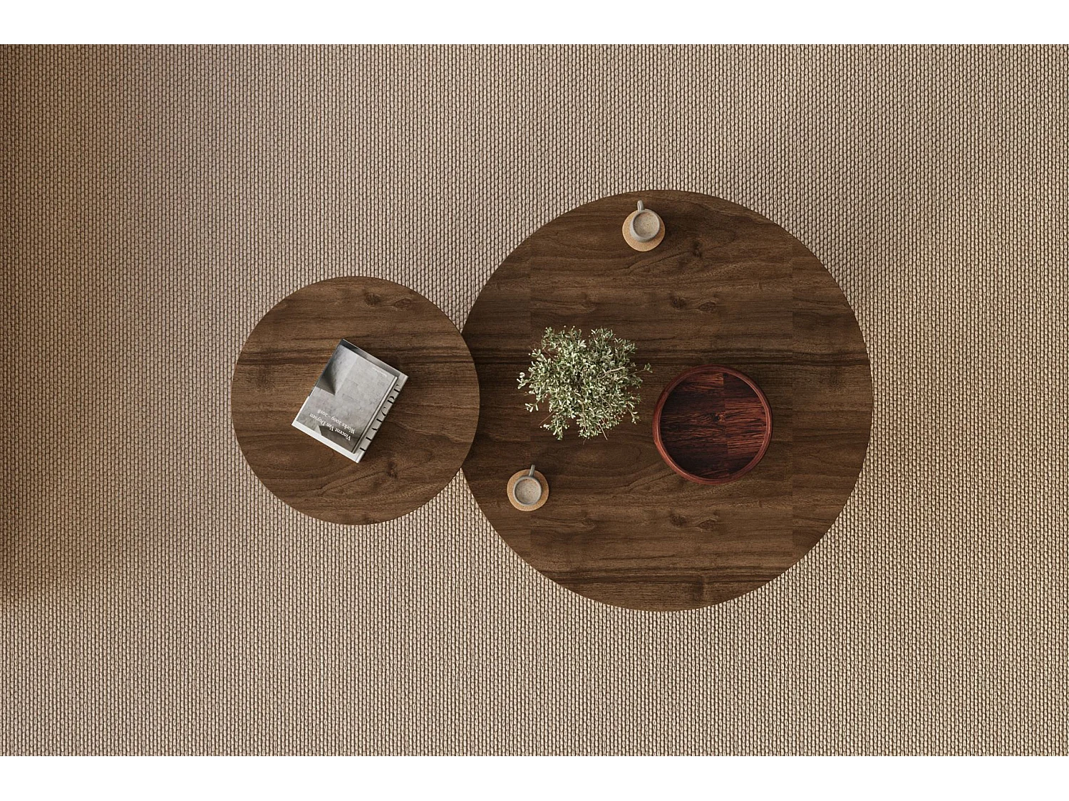 Ensemble de table basse en bois "Private" 70 x 70 x 40 cm - Noyer