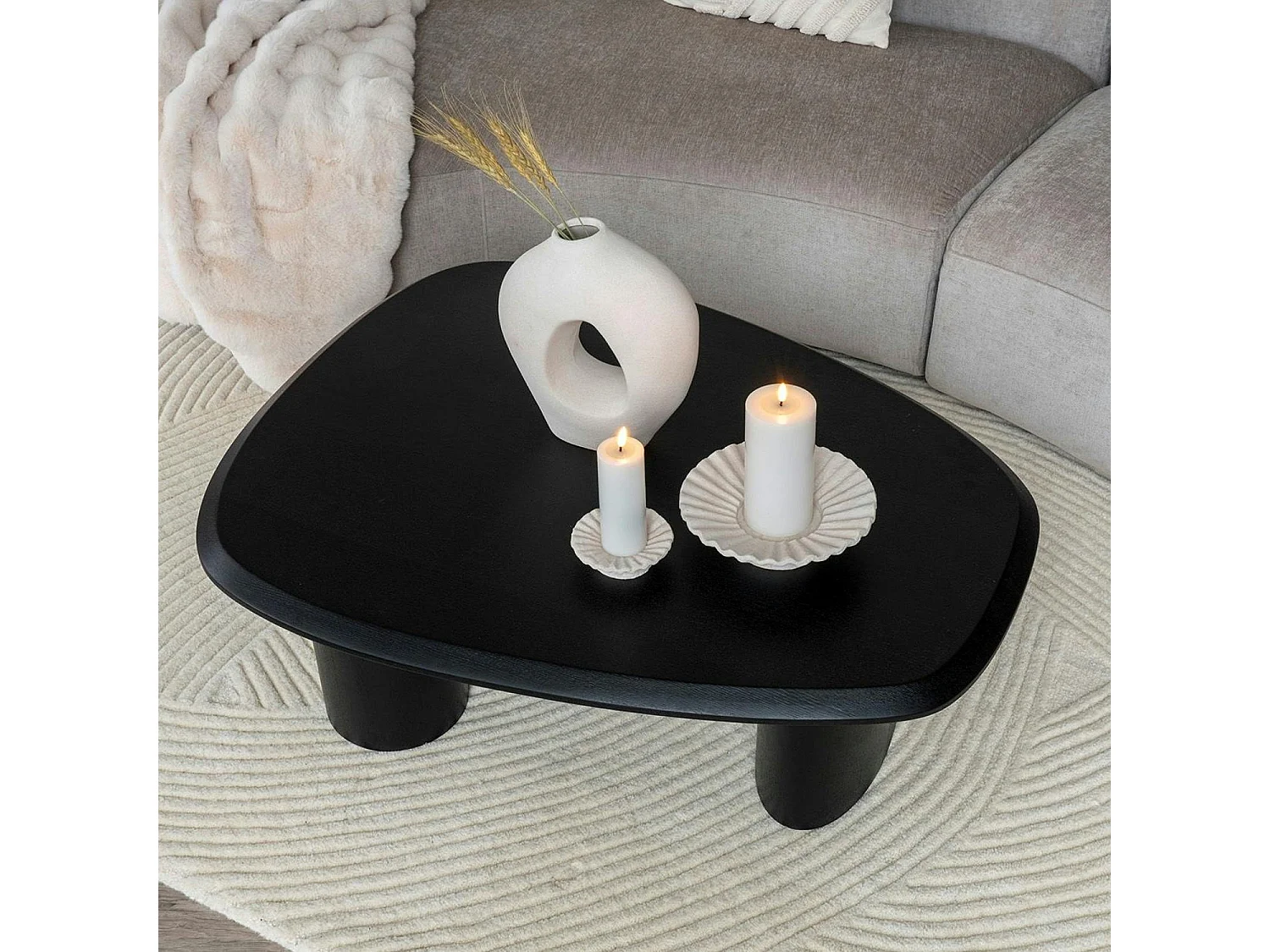 Bougeoir déco en ciment blanc (lot de 2)