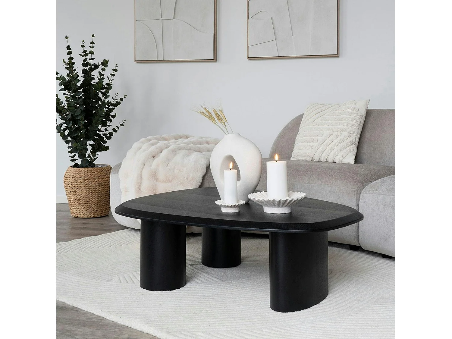 Bougeoir déco en ciment blanc (lot de 2)