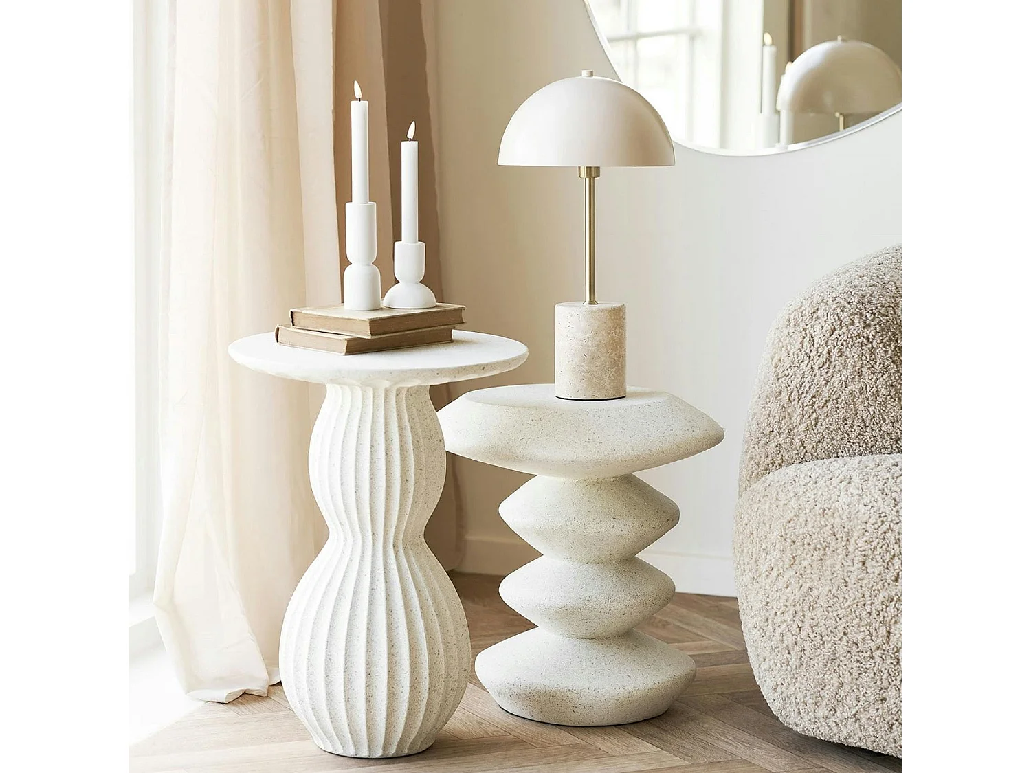 Bougeoir blanc design (2 formes assorties)