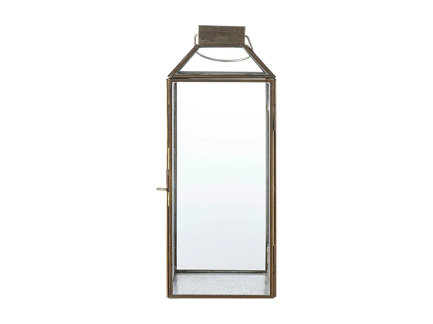 Lanterne vintage verre et métal effet usé à poignée