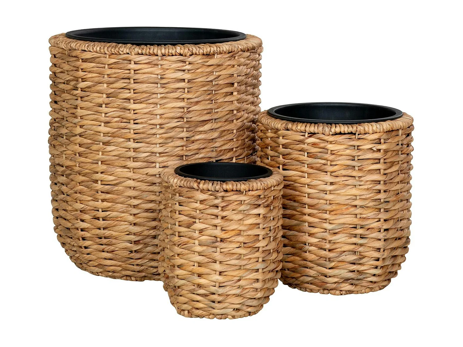 Cache-pot rond fibre naturelle tressée (lot de 3)