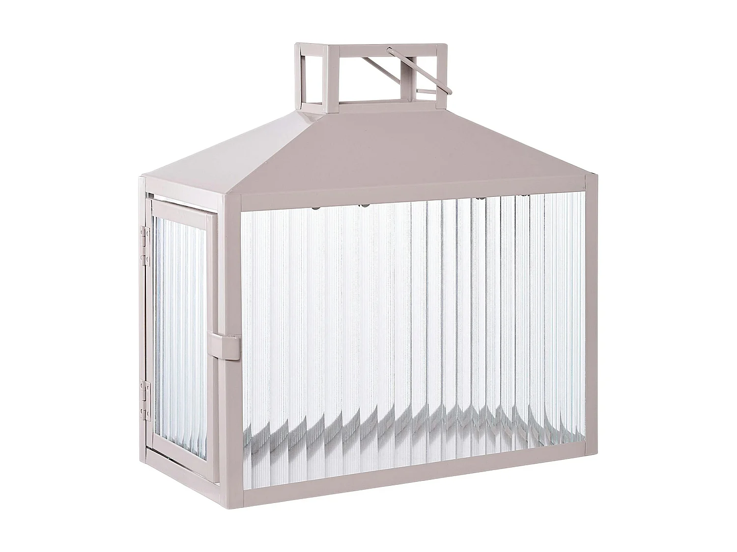 Lanterne décorative verre strié et métal, forme rectangulaire