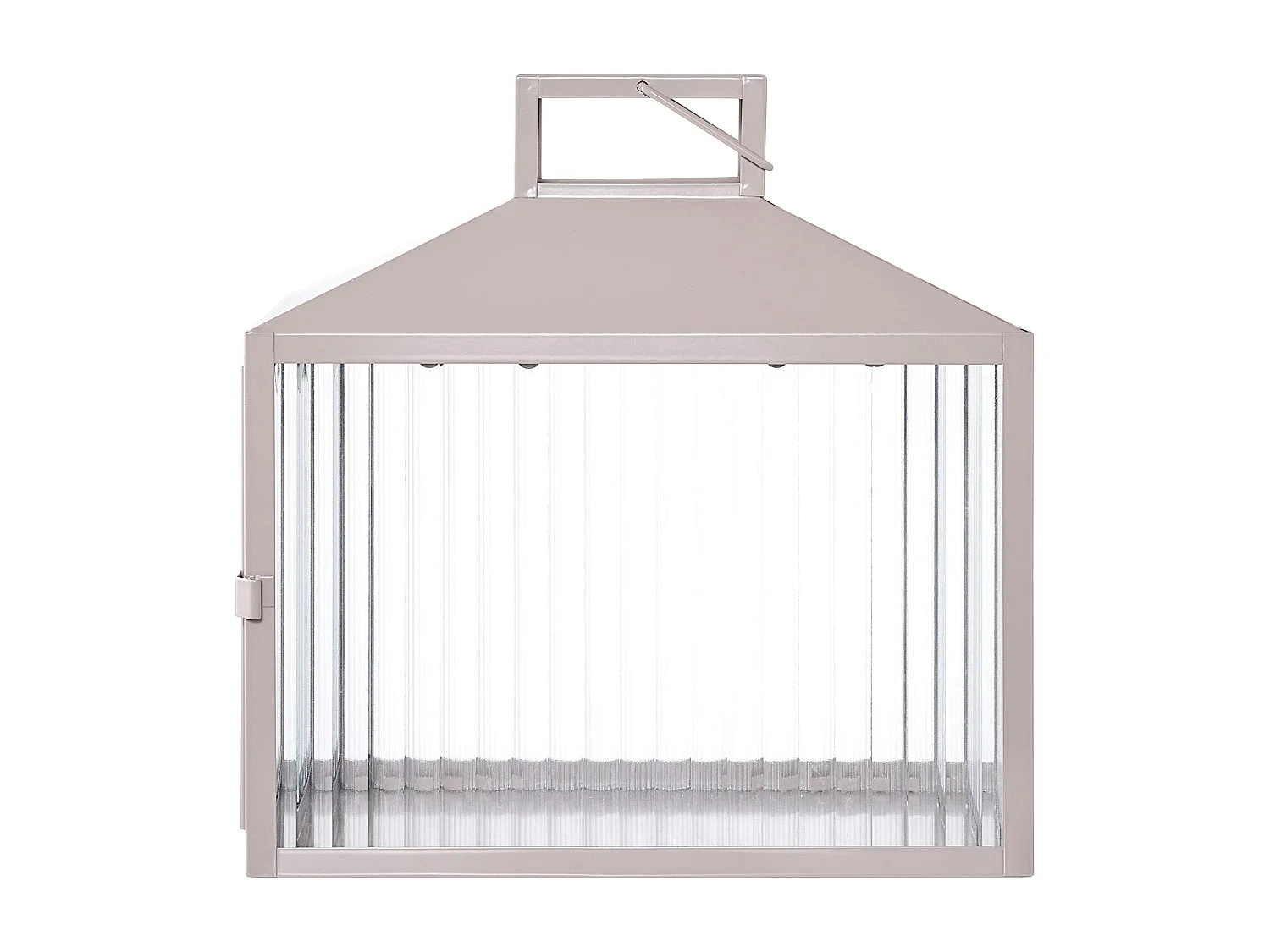 Lanterne décorative verre strié et métal, forme rectangulaire