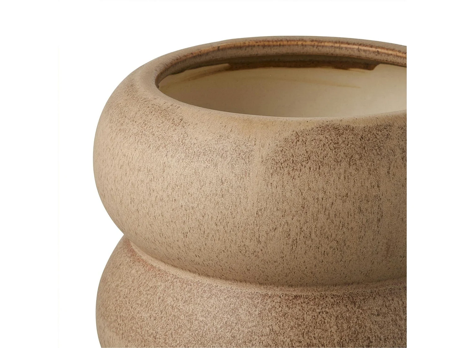 Cache-pot design organique céramique beige H 17,5 cm