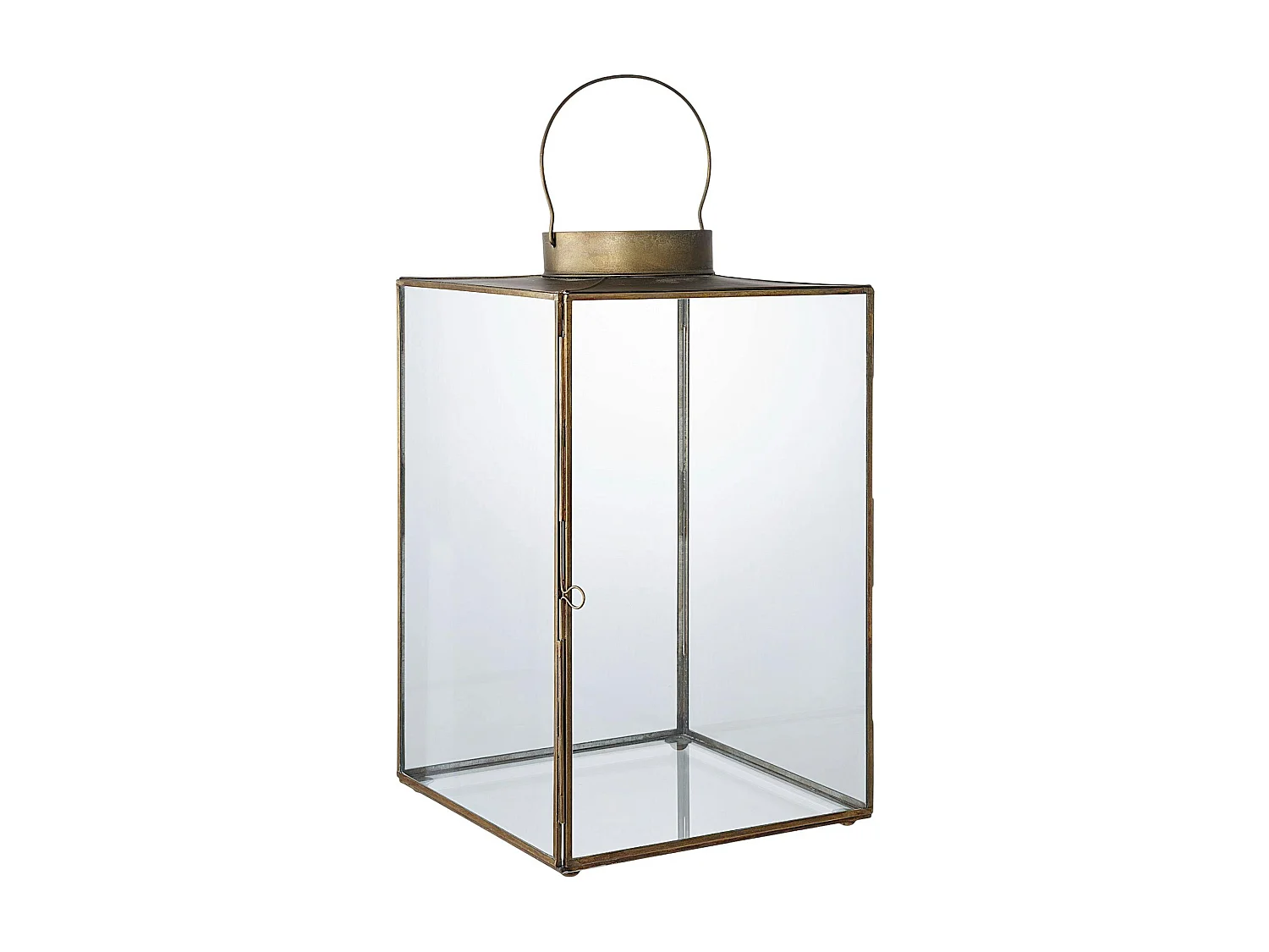 Lanterne décorative vintage verre et métal effet usé