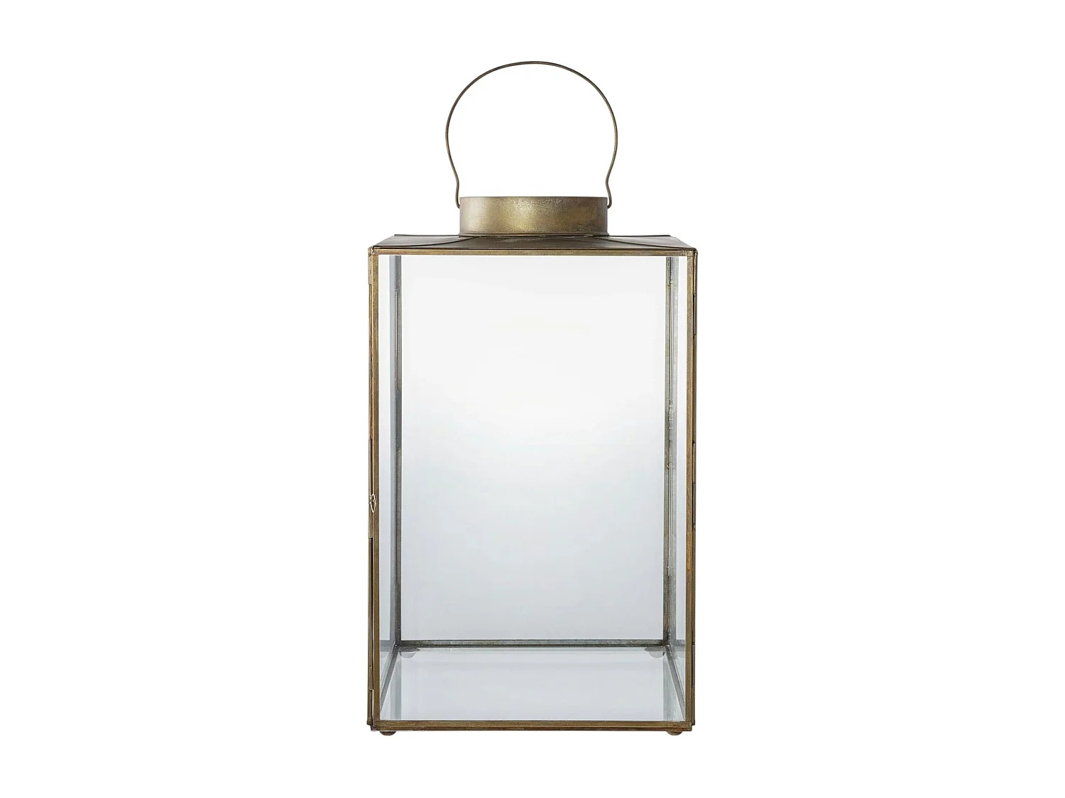 Lanterne décorative vintage verre et métal effet usé