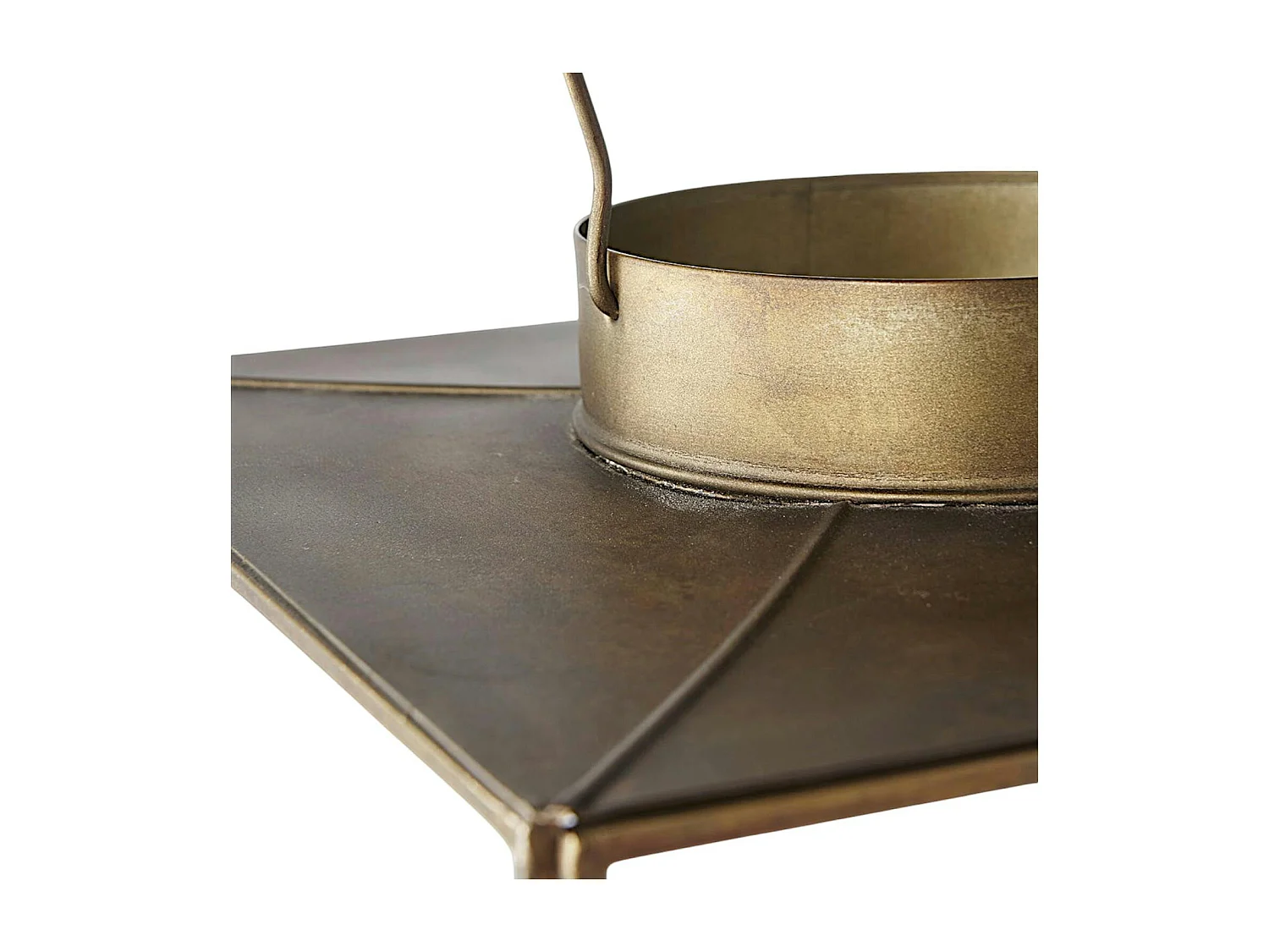 Lanterne décorative vintage verre et métal effet usé