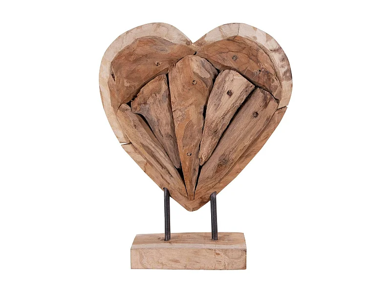 Objet déco coeur à poser en bois de teck H 30 cm ARIZONA