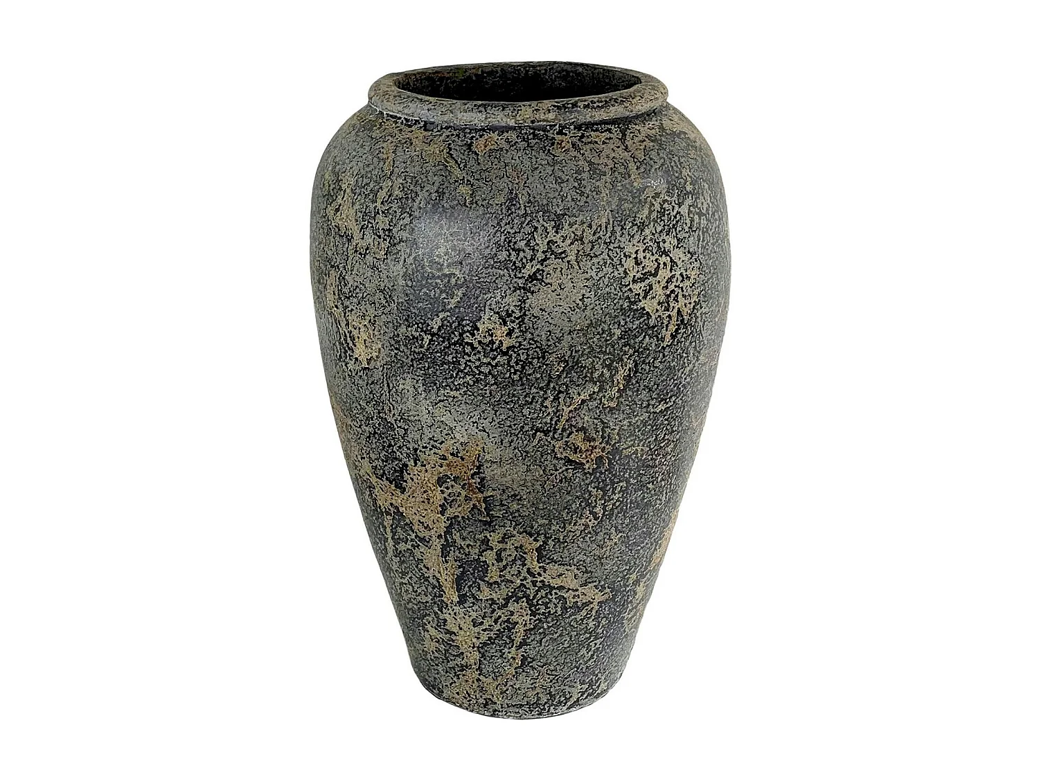 Jarre décorative en terre cuite grise effet vieilli H 69 cm