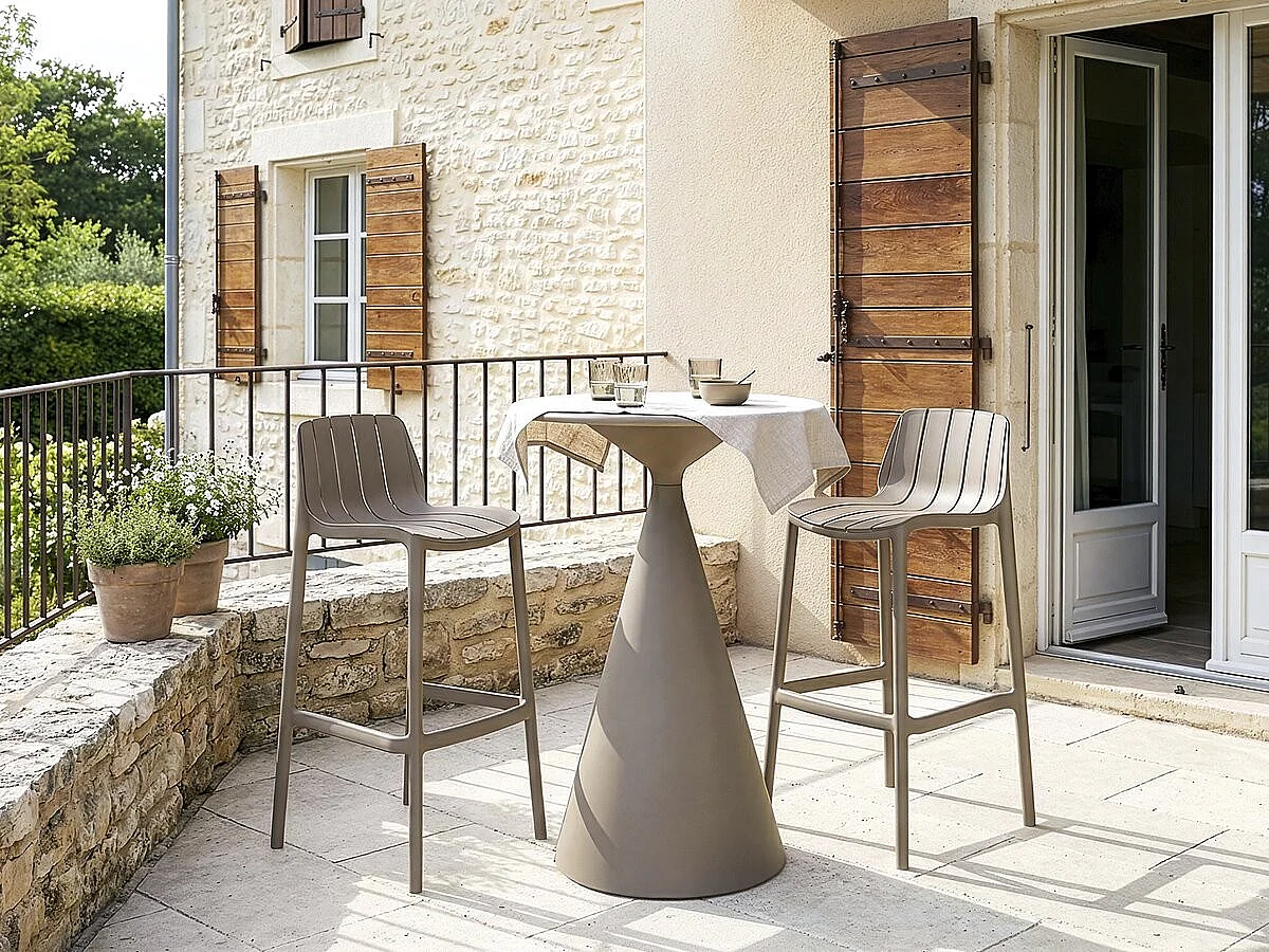 Lot de 2 chaises empilables "Vaena" - Taupe