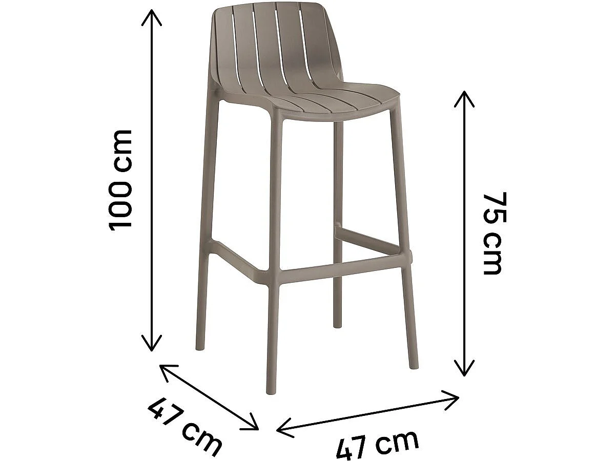 Set med 2 Stapelbara Höga Trädgårdsstolar "Vaena" - Taupe Plast