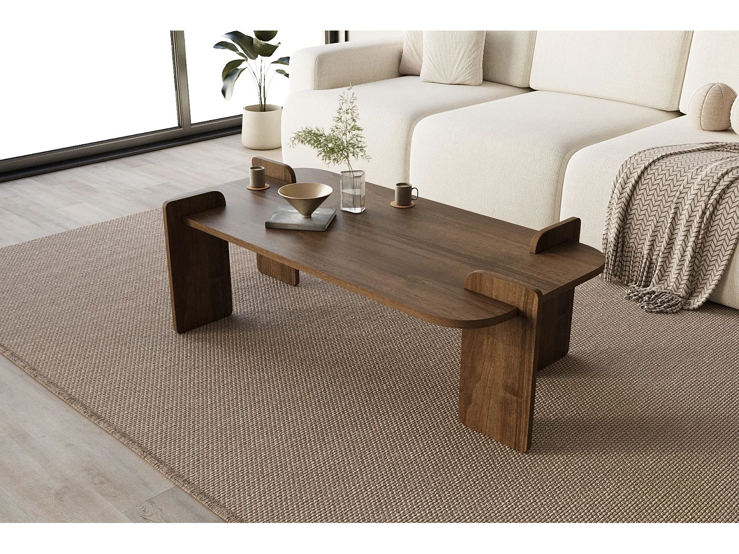 Table basse en bois "Lovge" 120 x 60 x 35 cm - Noyer