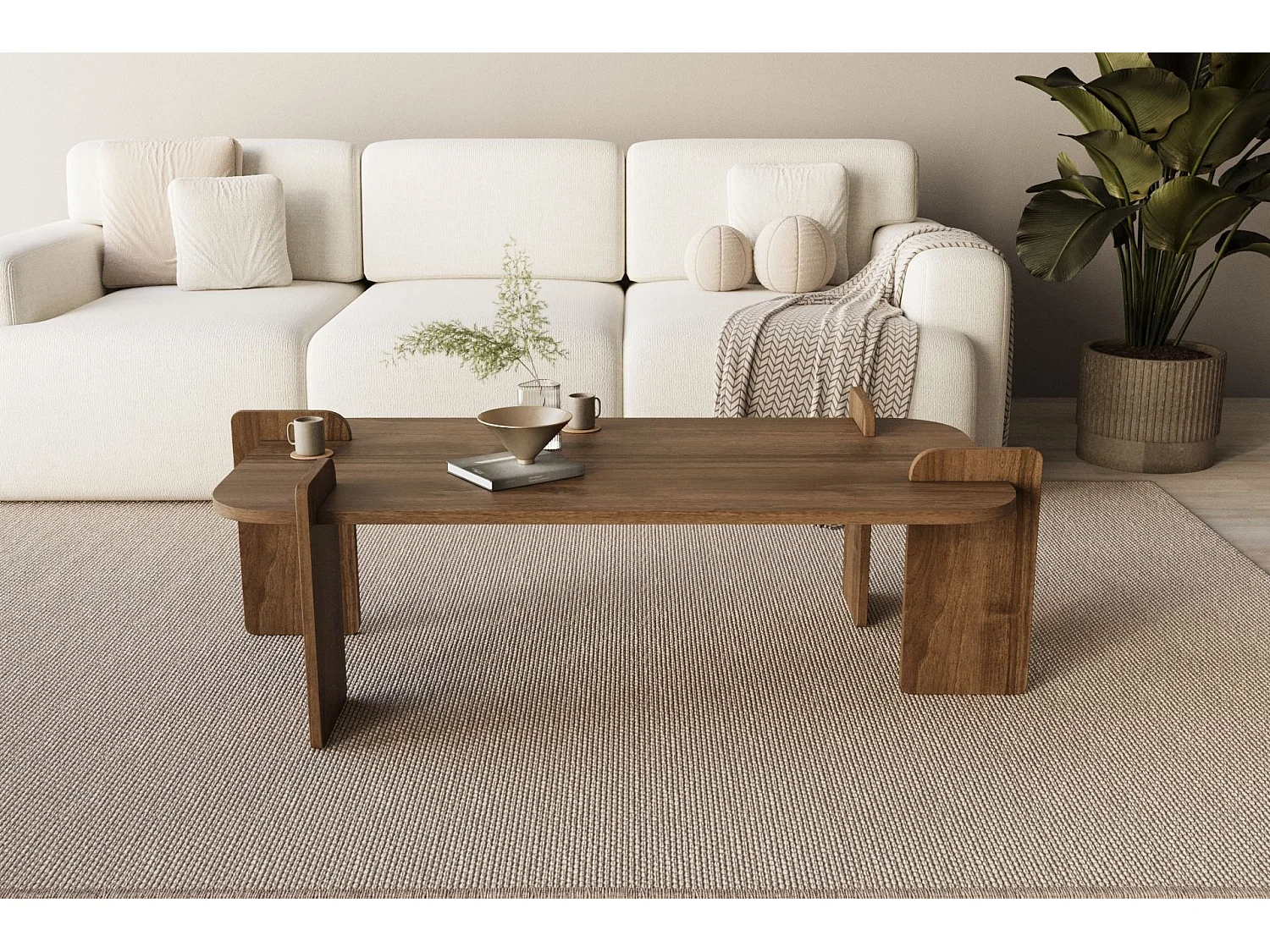 Table basse en bois "Lovge" 120 x 60 x 35 cm - Noyer