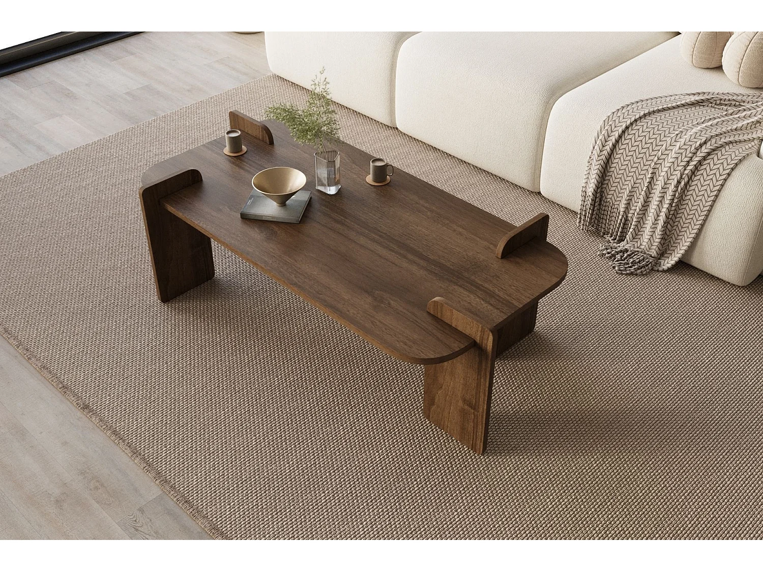 Table basse en bois "Lovge" 120 x 60 x 35 cm - Noyer