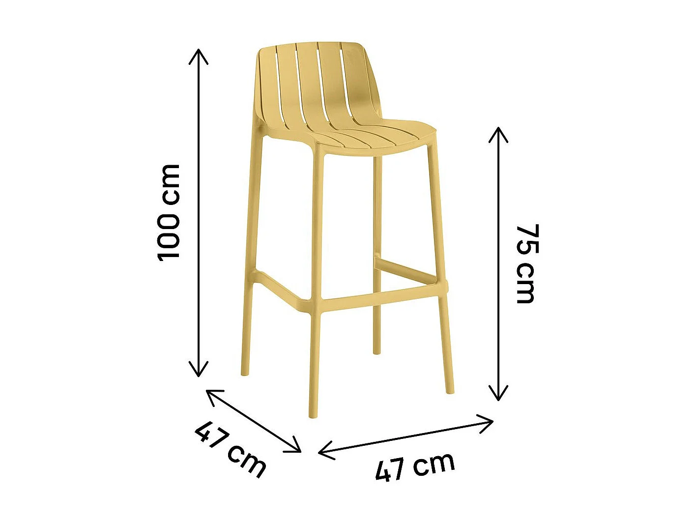 Lot de 2 chaises empilables "Vaena" - Jaune