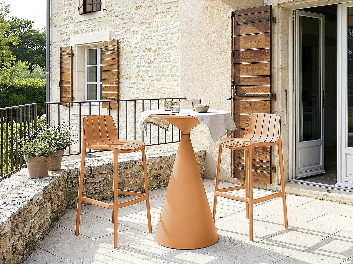 Lot de 2 chaises hautes de jardin empilable "Vaena" - Orange