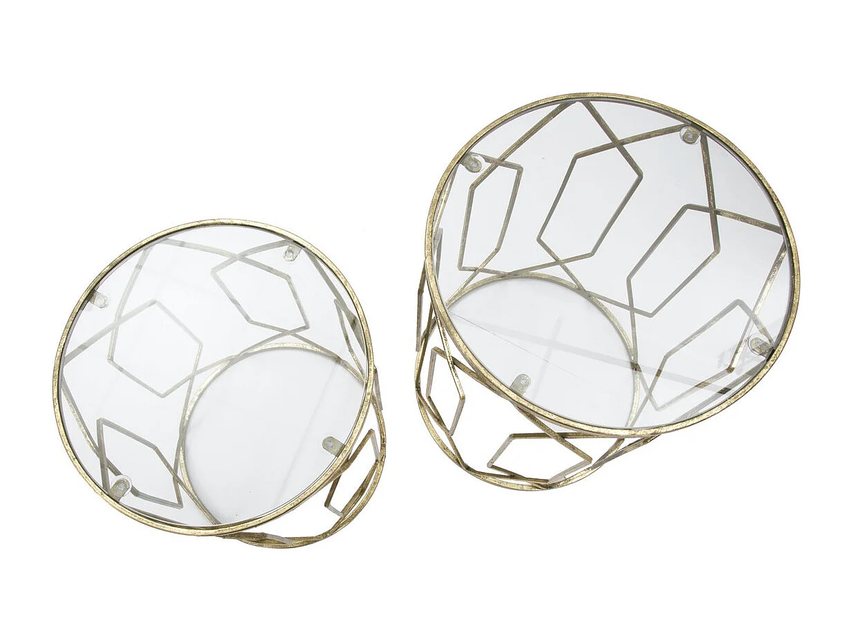 Conjunto de Mesitas Auxiliares VKH561, Oro, 42x42x53 cm, Kendra Home