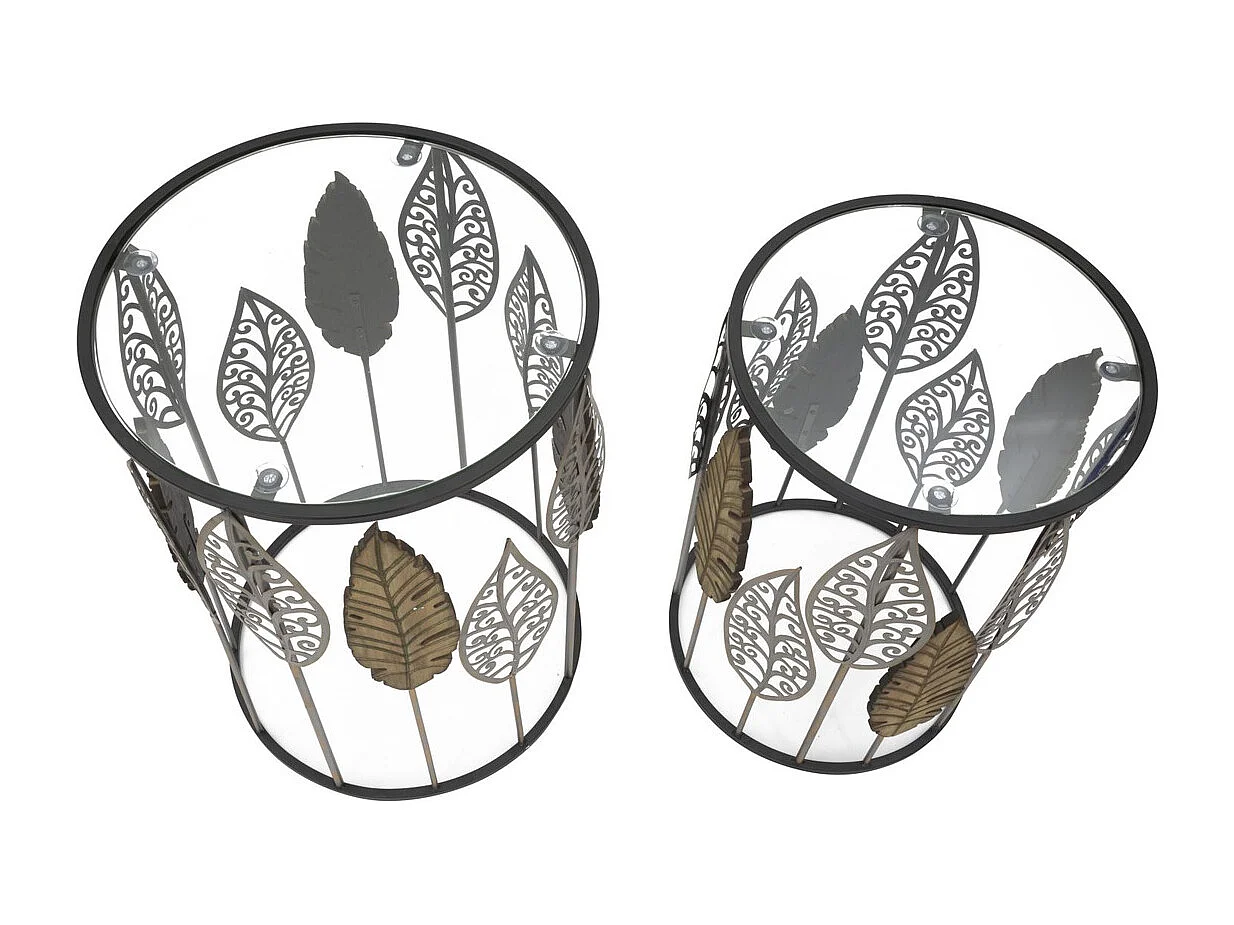 Set di Tavolini Foglia 65, Multicolore, 38x38x55 cm, Kendra Home
