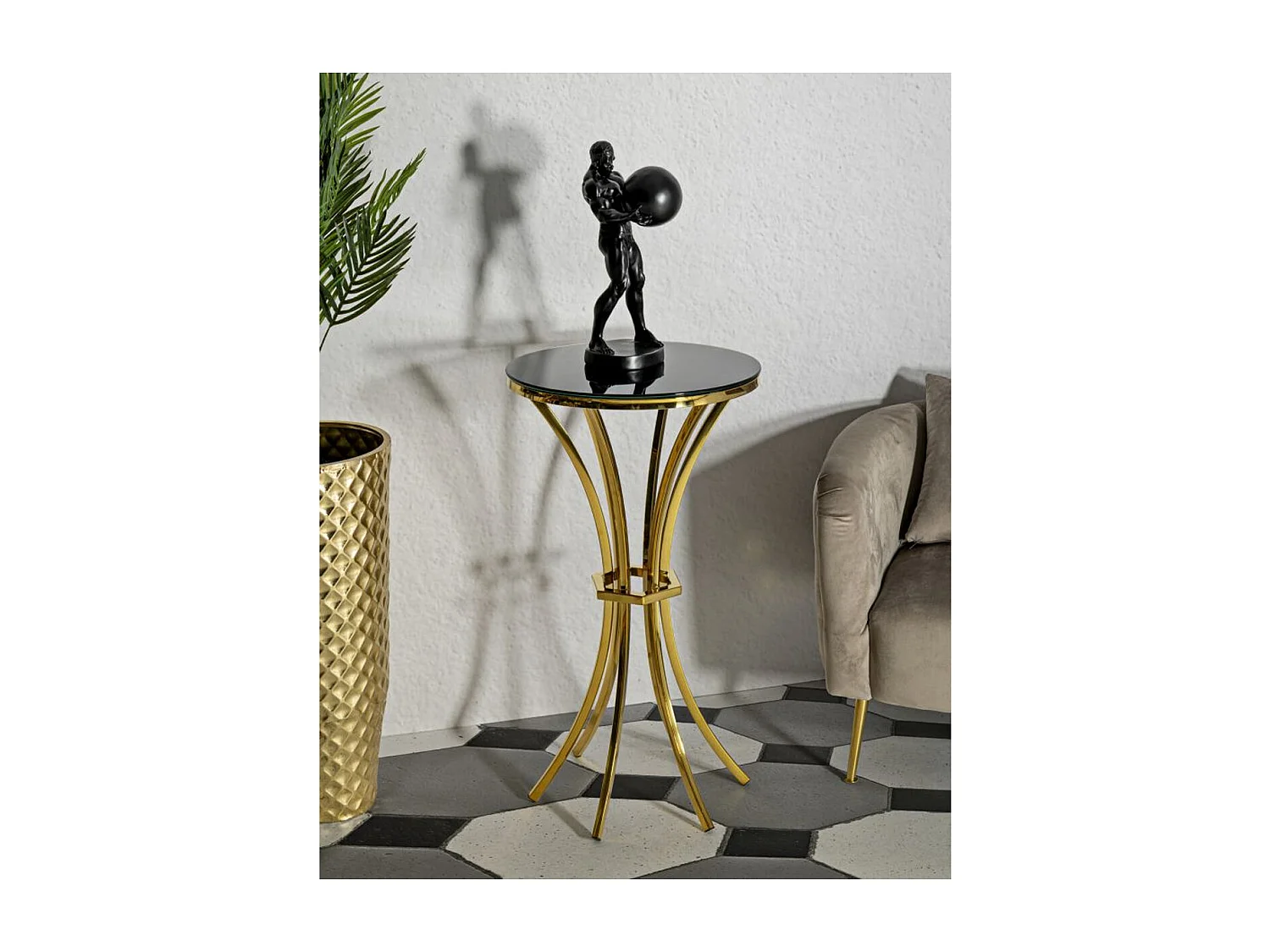 Mesa de Centro VKH879, Oro, 50x50x92 cm, Kendra Home