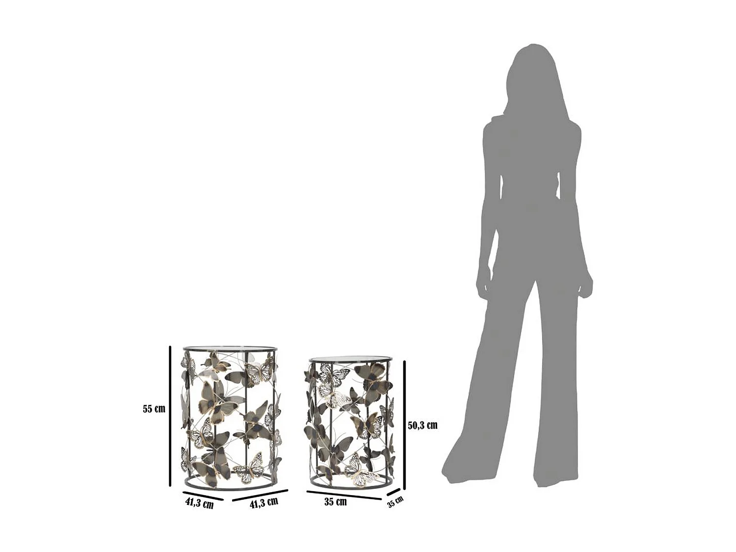 Set di Tavolini Farfalla 34, Multicolore, 41,3x41,3x55 cm, Kendra Home