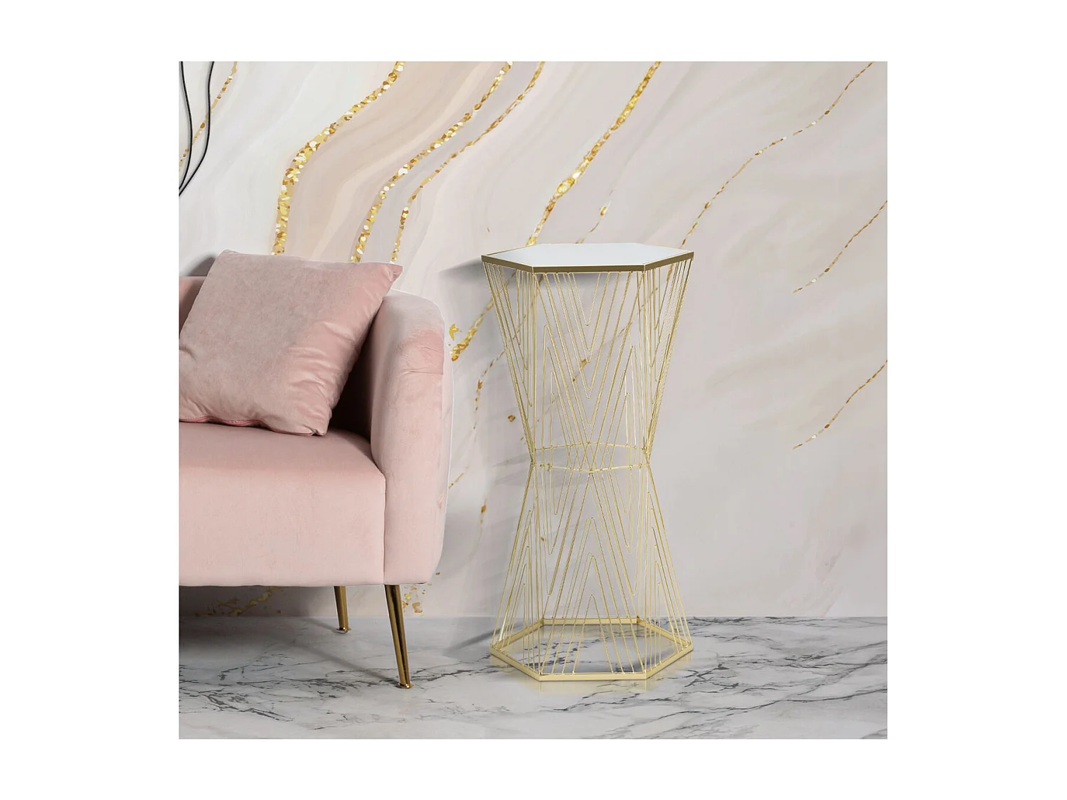 Mesa de Centro VKH600, Oro, 40x35x80 cm, Kendra Home