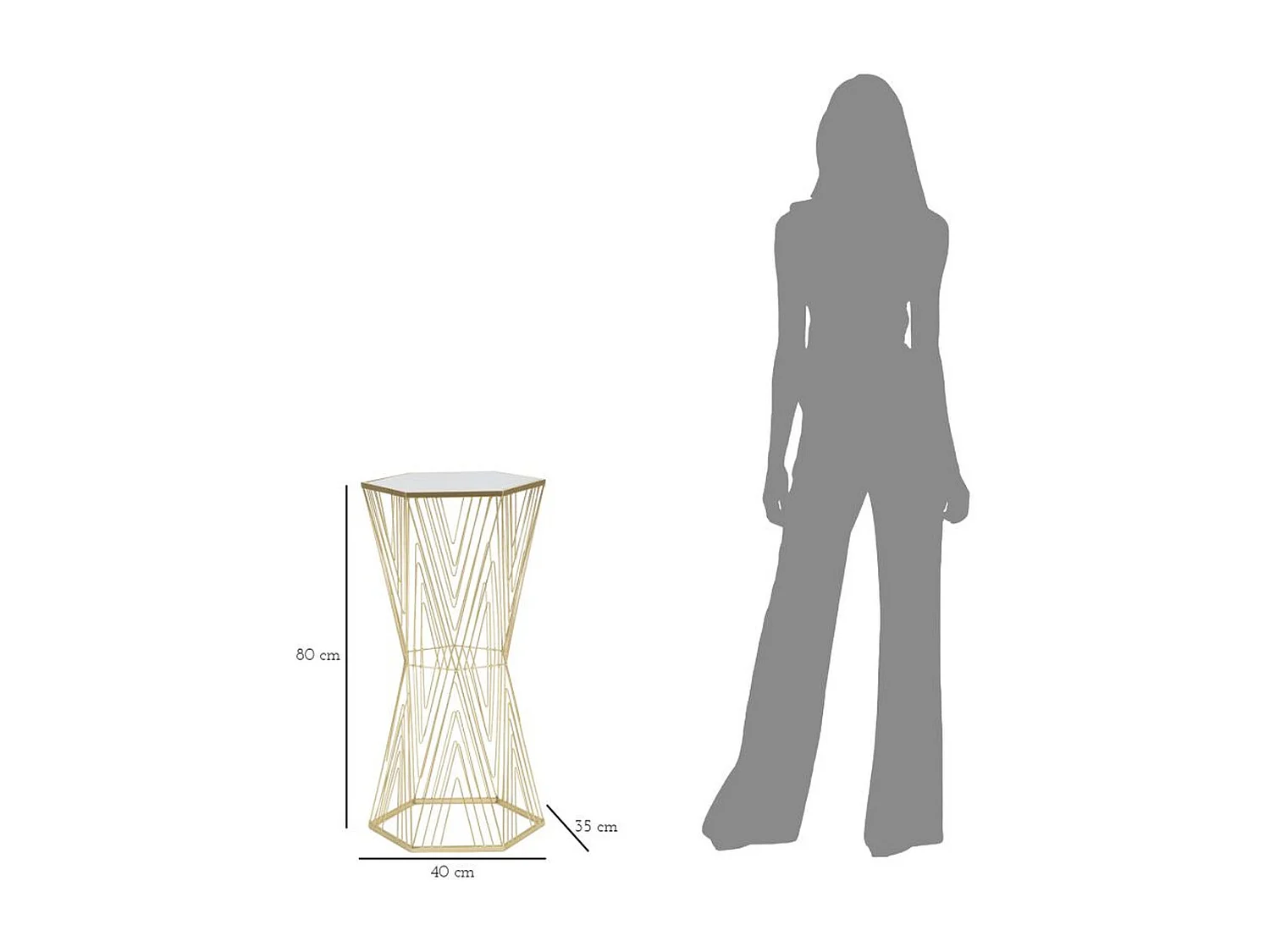 Mesa de Centro VKH600, Oro, 40x35x80 cm, Kendra Home