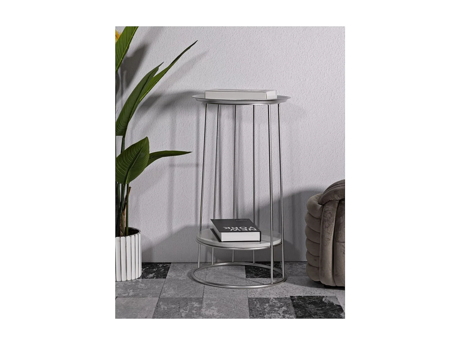 Koffietafel VKH583, Zilver, 40x40x76 cm, Kendra Home