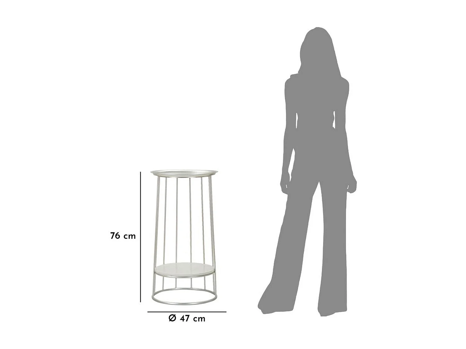 Koffietafel VKH583, Zilver, 40x40x76 cm, Kendra Home