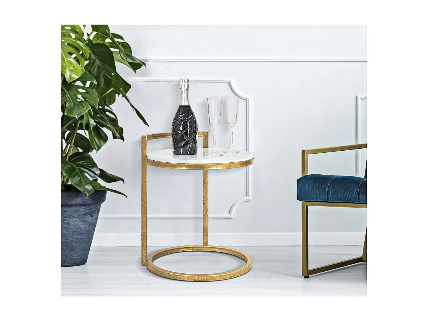 Koffietafel VKH531, Wit, 40,5x40,5x50,5 cm, Kendra Home