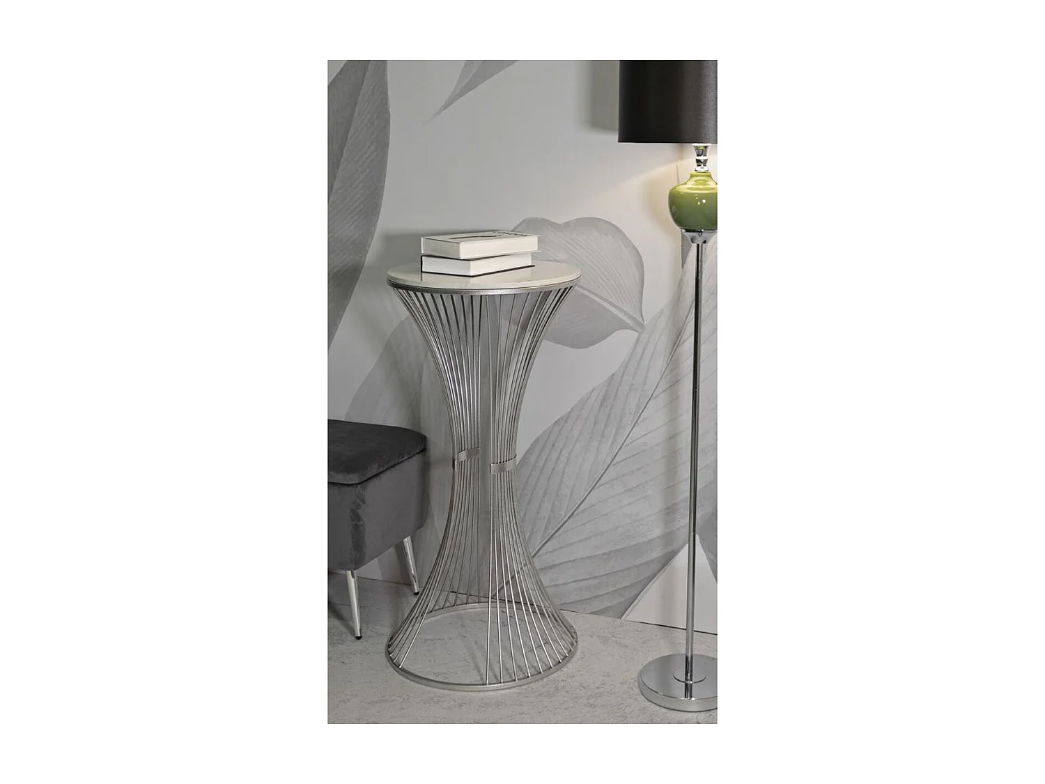 Tavolino VKH581, Argento, 50x50x100 cm, Kendra Home