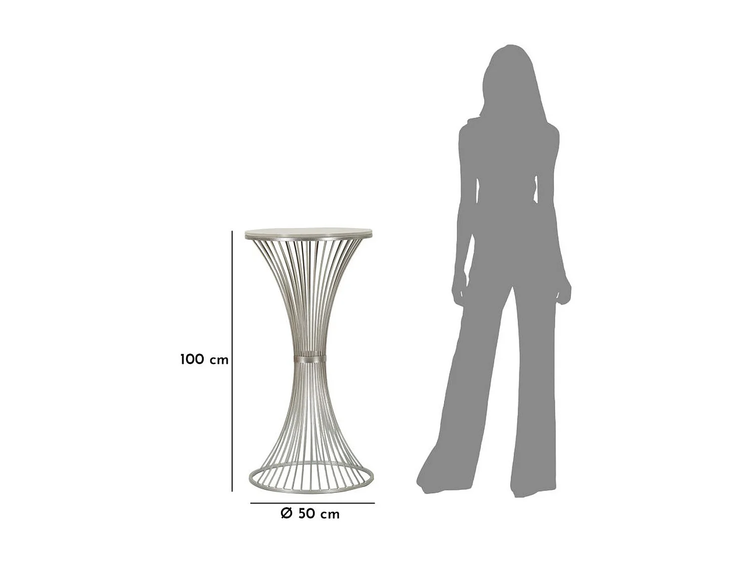 Tavolino VKH581, Argento, 50x50x100 cm, Kendra Home