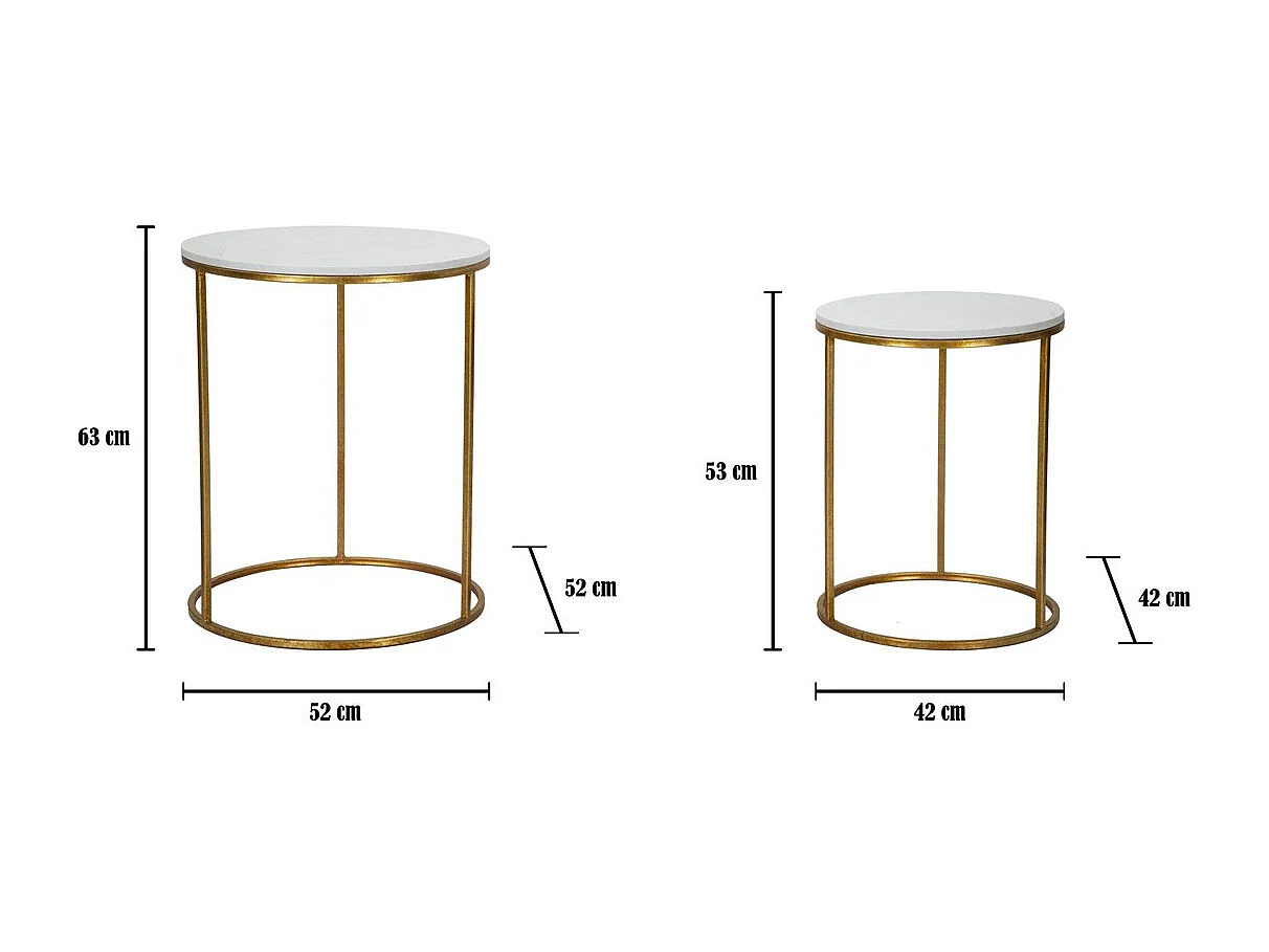 Set di Tavolini VKH534, Oro, 52x52x63 cm, Kendra Home