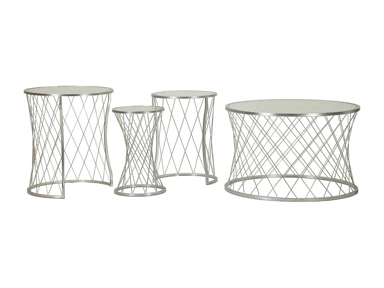 Set Bijzettafels VKH571, Zilver, 70x70x45 cm, Kendra Home