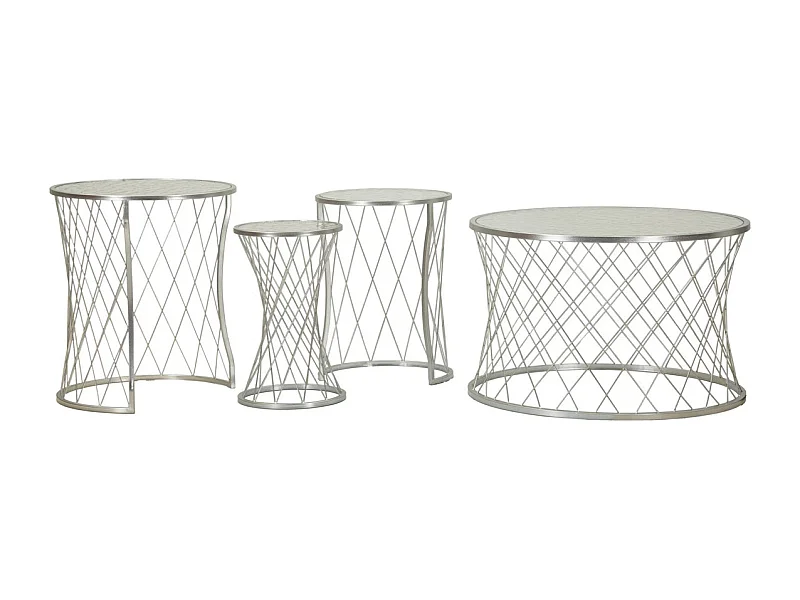 Set Bijzettafels VKH571, Zilver, 70x70x45 cm, Kendra Home